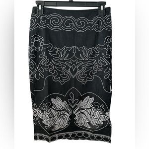 ACEMI Black Embroidered Medium Pencil Skirt BNWT